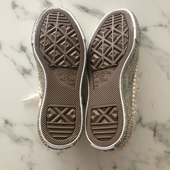 Custom Handmade Pearl and Crystal Bridal Converse - Picture 12 of 15